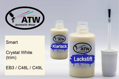 Smart, Crystal White (trim), EB3 / C48L / C49L: 20ml Lackstift + 20ml Klarlack - Set, von ATW Autoteile West.